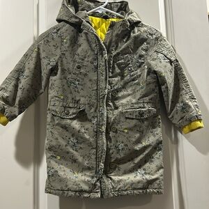 Baby Gap ZipUp Parka Jacket Coat w/hood loop buttons bird floral print lined 5T